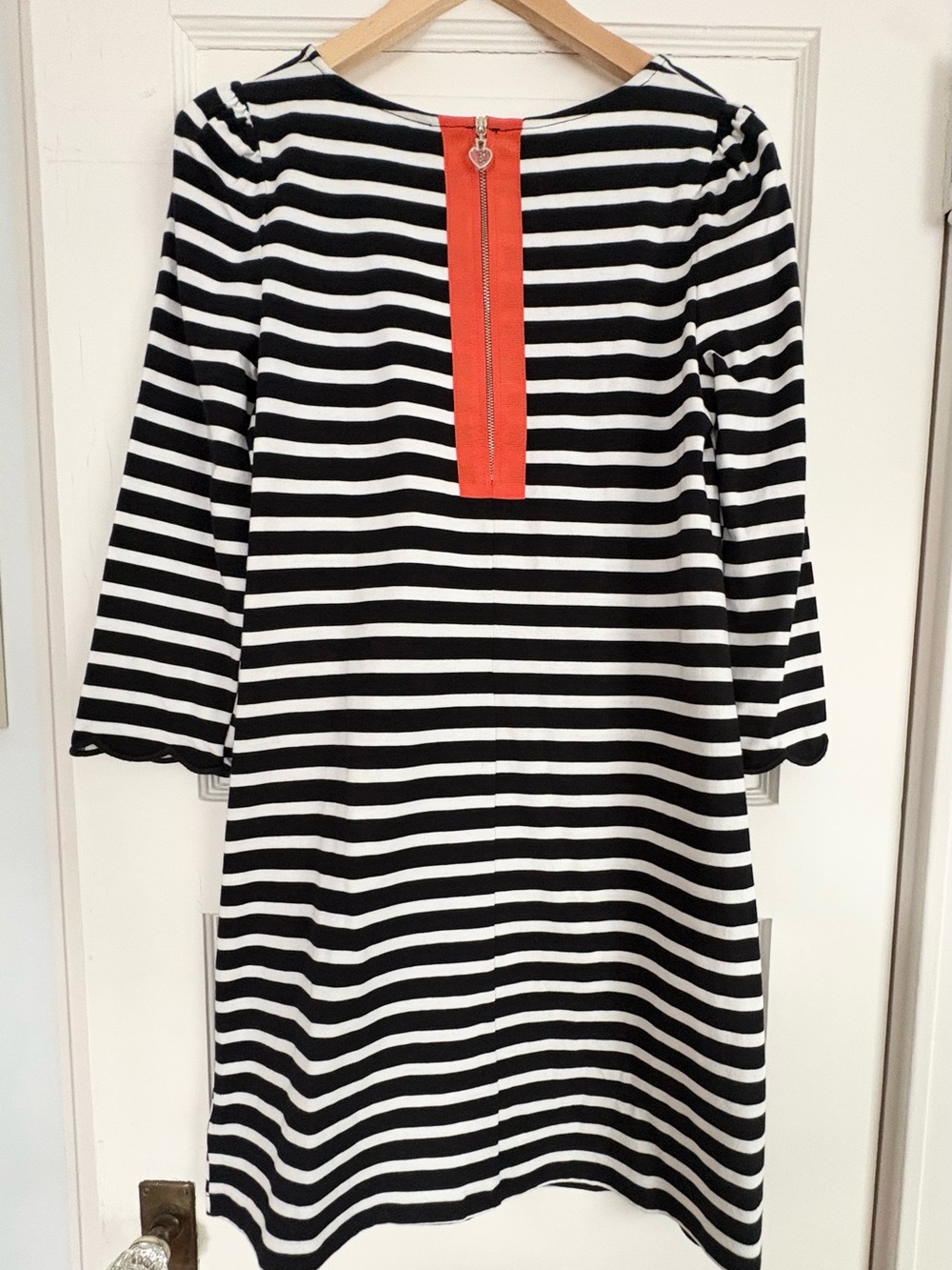 Kate Spade Scallop Dress Womens Medium New W Tags Black Cotton Preppy Minimalist